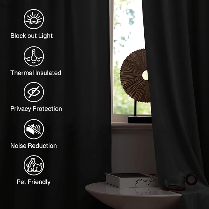 StangH Super Soft Thick Thermal Insulated Velvet Curtains Rod Pocket Room Darkening Privacy Window Treatment Drapes Short Curtains for Bedroom/Dining Room, Grey, W52 x L72, 2 Panels