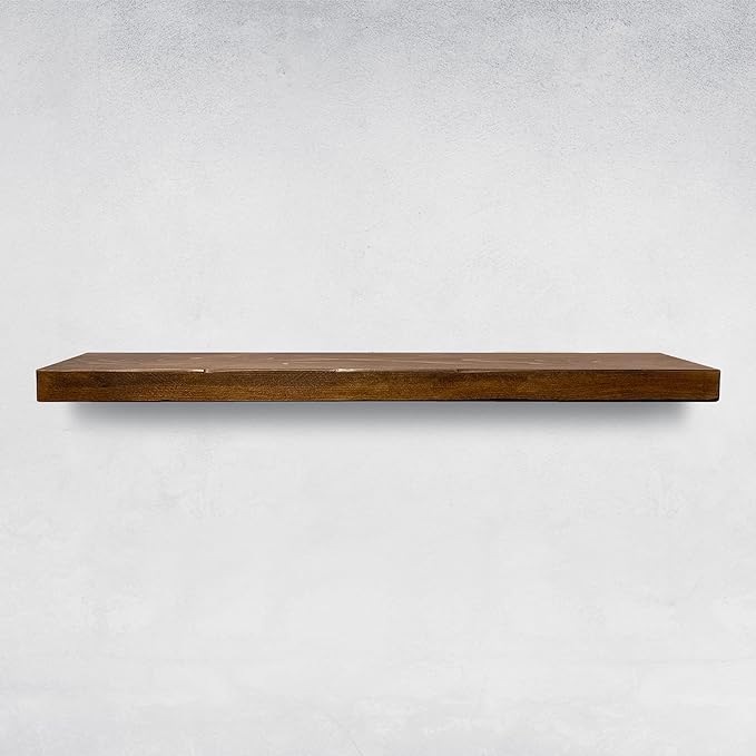 URBANDI, Rustic Floating Shelves, Set of 2, Hidden Bracket, Solid Wood, Heavy Duty, Wall Mounted Shelves, (Provincial, 48Wx8D)
