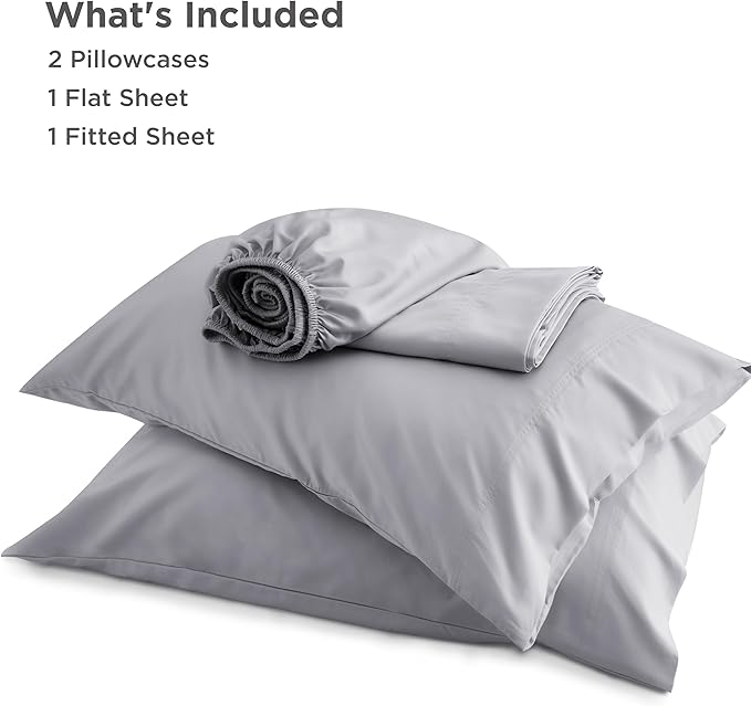 Bedsure Full Size Bed Sheets, Cooling Sheets, Rayon Derived from Bamboo, Breathable & Soft, Deep Pocket Up to 16 Inches, Hotel Luxury Silky Bedding for Hot Sleepers, Silver Grey