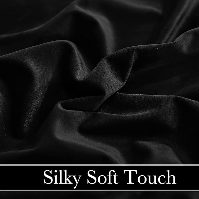 RYB HOME Velvet Curtains 108 inches - Blackout Heavy Duty Curtains Soft Luxury Back Tap Window Covering Privacy Blinds for Kids Room Bathroom Bedroom, Black, W52 x L108 inches, 2 Panels