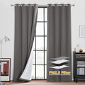 RYB HOME Soundproof & Dust Particle Filtering Curtains Total Blackout Thermal Insulated Window Treatment Anti Dust Air Filter Drapes for Living Room Laundry Room Bedroom, Grey, W52 x L84 inch, 2 Panel