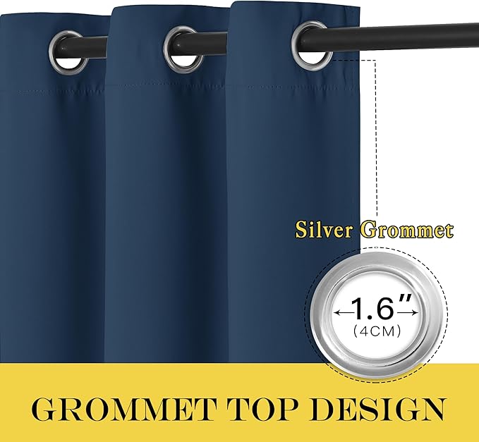 NICETOWN Patio Blackout Curtain Panels - Extra Wide Sliding Door Thermal Insulated Drape, Privacy Room Divider Curtain for Bedroom Office (Moroccan Blue, 66 x 118 Inch Long)