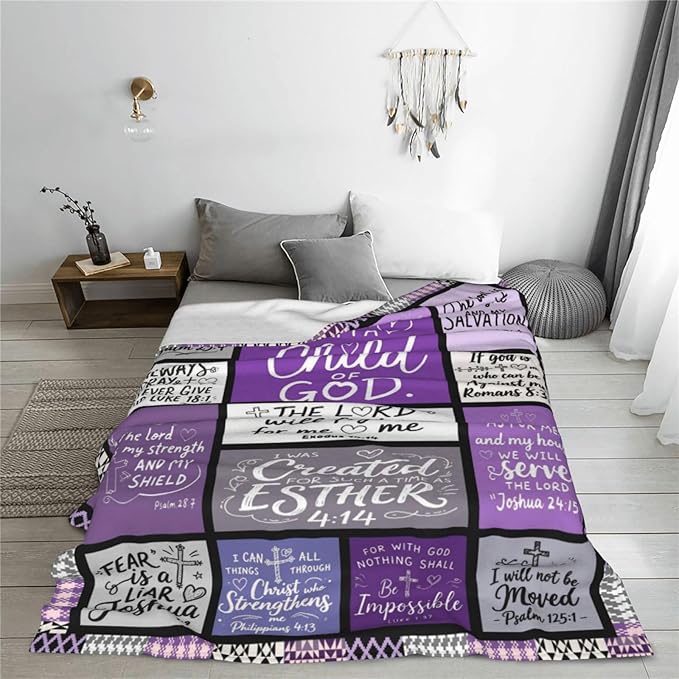Christian Blanket Gift for Women, Inspirational Throw Blanket for Couch, Soft Lightweight Flannel Blanket, 30"x 40" Thoughts and Prayers Blankets for Bedroom Sofa Living Room Decoration