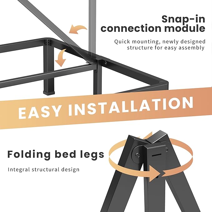 12 Inch King Heavy Duty 3500 lbs Bed Frame with Round-Corner Legs & Anti-Squeak Design – Quick Assembly Metal Platform, No Box Spring Needed