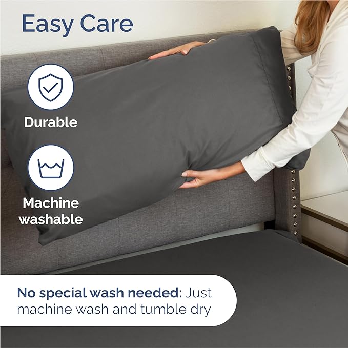 Split King 7 Piece Sheet Set - Cooling & Breathable - Hotel Luxury Bedding, Includes Fitted Sheets for Women, Men, Kids & Teens - 1 Flat, 2 Fitted Sheets, 4 Pillowcases with Deep Pockets - Charcoal