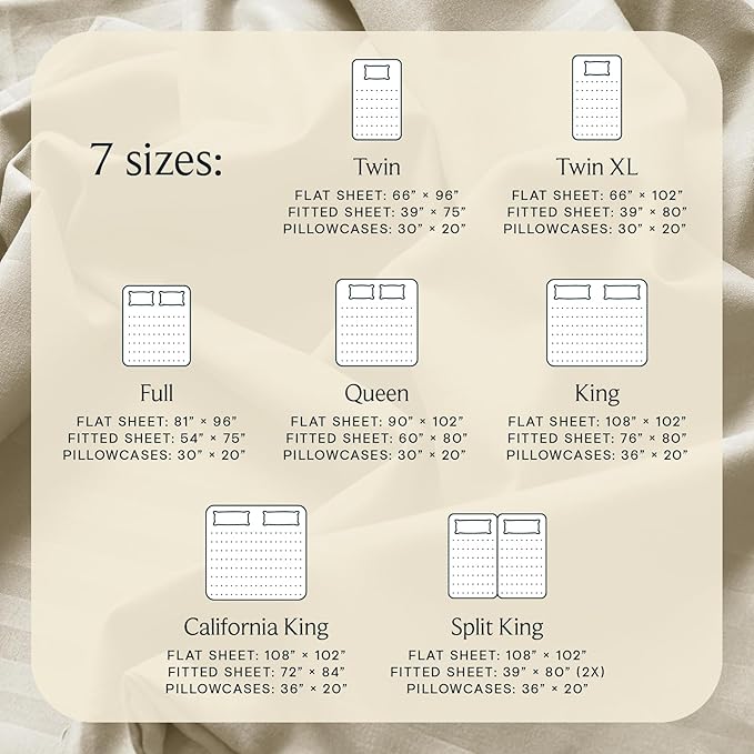 LuxClub 4 PC King Sheet Set, Deep Pockets Wrinkle Free Cooling Bed Sheets Hotel Bedding for Women, Men, Includes 1 Fitted Sheet, 1 Flat Sheet and 2 Pillowcases-Striped - Cream