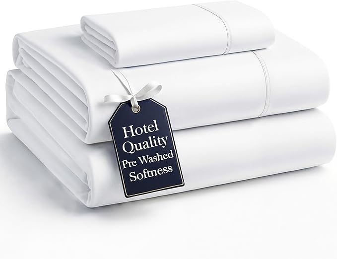 Casa Platino Bedding Sheets & Pillowcases, 100% Brushed Microfiber Pre-Washed Twin XL Sheets Set, 3 Piece Set, Ultra Soft and Breathable with 15" Deep Pocket, White Twin XL Sheets