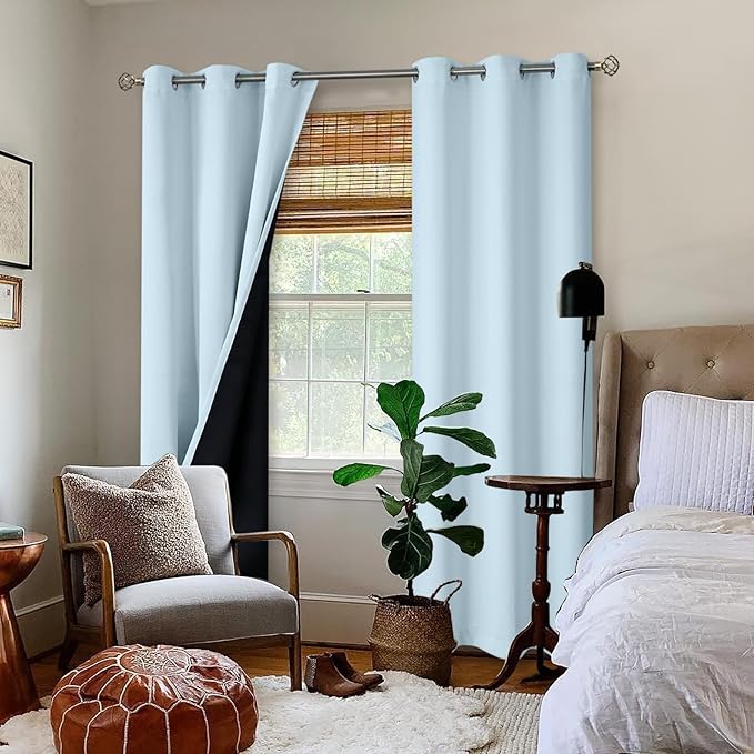 BGment Baby Blue 100% Blackout Curtains for Nursery Bedroom 84 Inch Length 2 Panels, Thermal Insulated Full Light Blocking Grommet Noise Cancelling Window Curtains for Kids Room, 52 Inch Wide Each