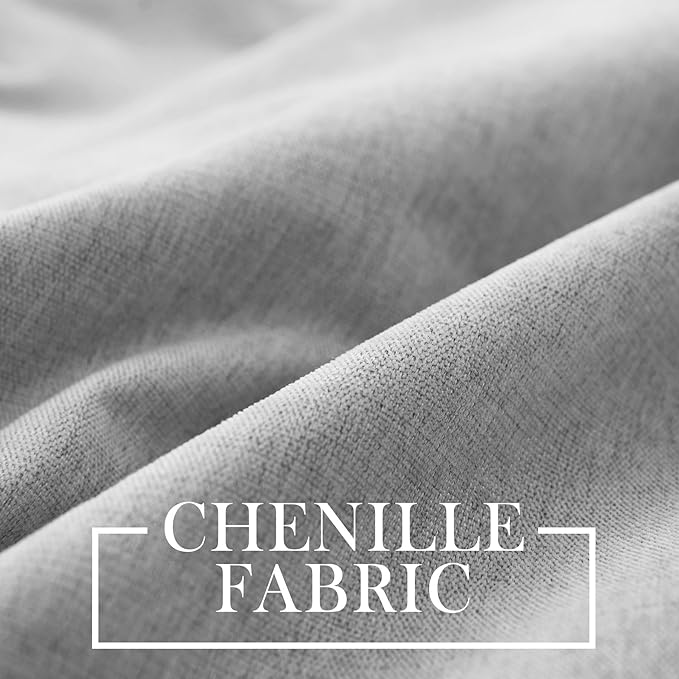Macochico Extra Wide 100% Blackout Chenille Curtains 100" Wx96 L Thermal Drapes for Sliding Door Living Room Bedroom Auditorium Hotel Apricot Grey Curtains Grommet Top with Tieback Classic 1 Panel