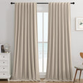 Joydeco Light Beige 100% Blackout Curtains 72 Inch 2 Panels, Luxury Thermal Light Beige Velvet Curtains for Bedroom Living Room, Soundproof Blackout Window Drapes, Rod Pocket & Back Tab (52W x 72L)