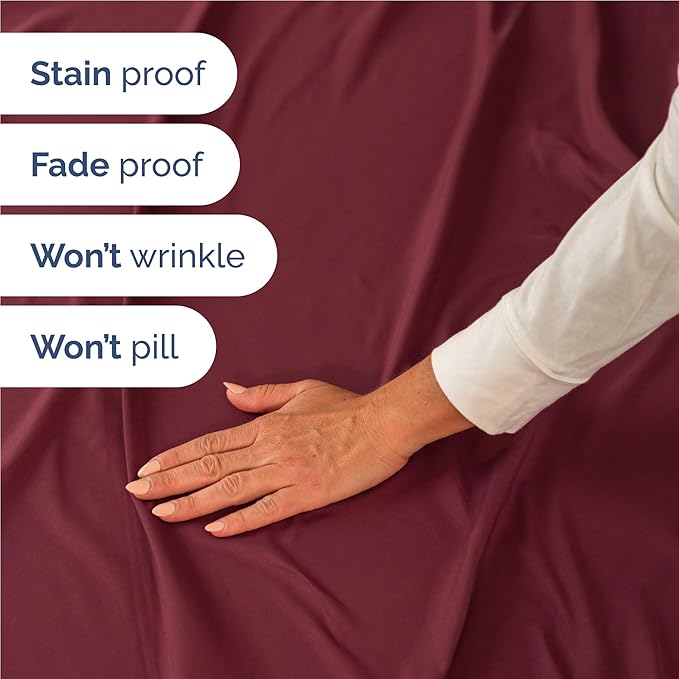 Full 6 Piece Sheet Set - Cooling, Comfy & Breathable - Hotel Luxury Bedding, Includes Fitted Sheet for Women, Men, Kids and Teens - 1 Flat, 1 Fitted Sheet, 4 Pillowcases with Deep Pockets - Burgundy