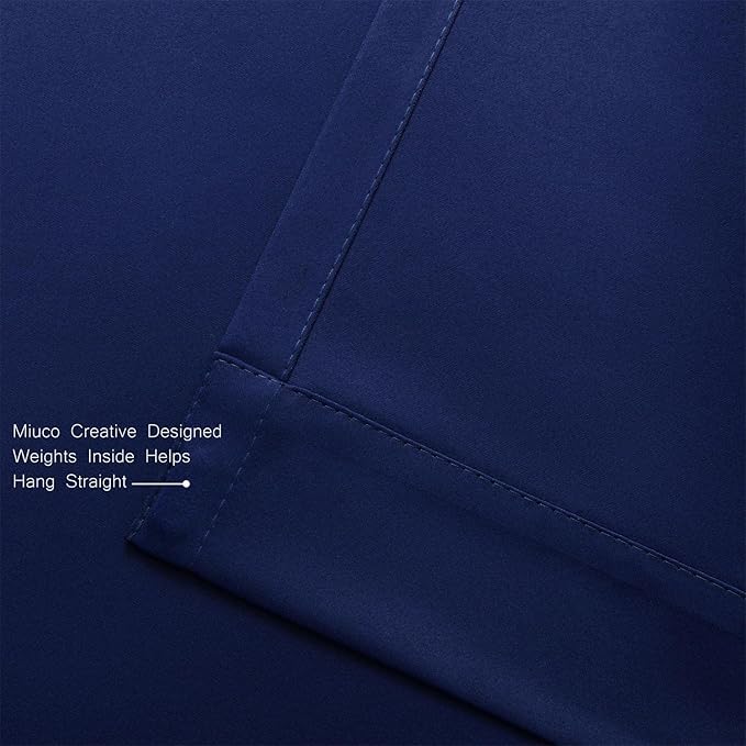 MIUCO Room Darkening Grommet Thermal Insulated Blackout Window Curtains Panels for Bedroom Set of 2 52x95 Inch Navy Blue, Bonus 2 Tie Backs Included