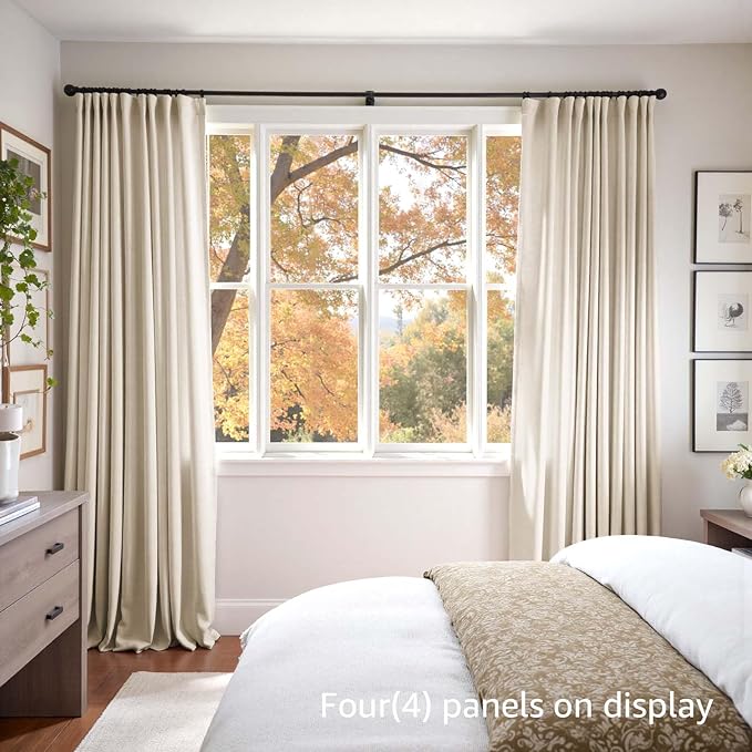Lazzzy Blackout Curtains Thermal Insulated Curtains Room Window Drapes Super Soft Luxury Curtains for Living Room Bedroom Rod Pocket 2 Panels, 96 Inch Lined | Beige