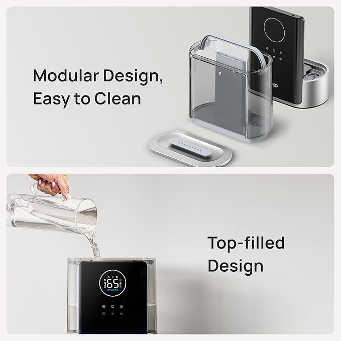 Dreo 8L Smart Humidifier Large Room 600ft², HM717S, 80H Runtime Supersized Warm and Cool Mist Humidifiers for Bedroom Baby, 28dB Quiet Air Humidifier for Plants Indoor, Home, Whole House, Silver