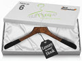 Premium Luxe Wood Coat Hangers, Wide Shoulder Wooden Jacket Hangers with Velvet Grip, Heavy Duty Luxury Hangers for Coats & Blazers, Mahogany with Black Velvet, 6 Pack