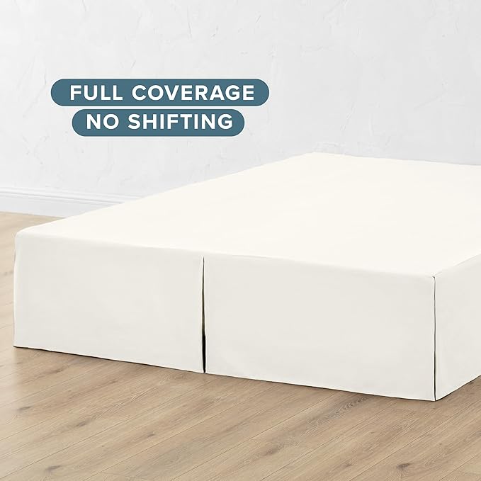 Bare Home King Bed Skirt - 15-Inch Tailored Drop Easy Fit - Bed Skirt for Beds - Center & Corner Pleats (King, Cream)