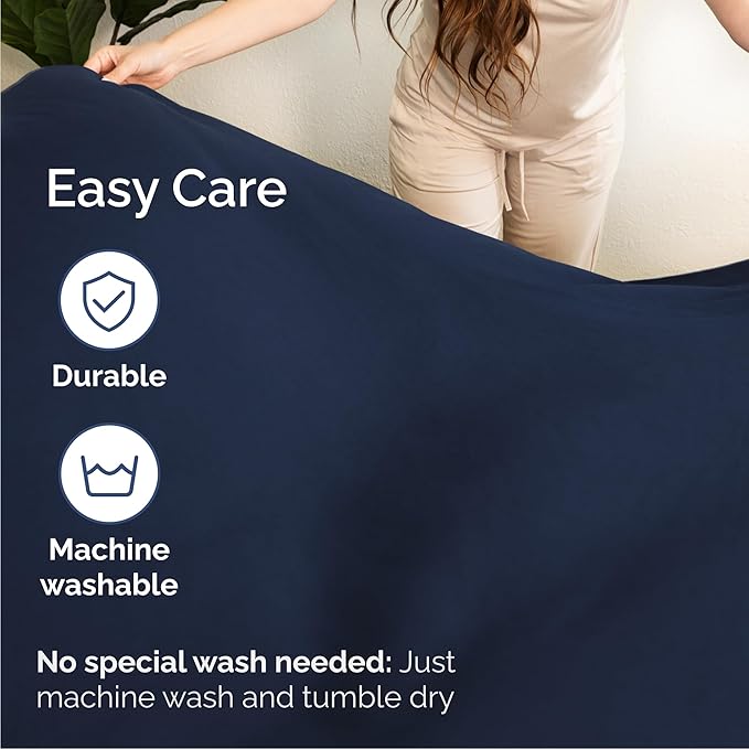 Queen 6 Piece Sheet Set - Cooling, Comfy & Breathable - Hotel Luxury Bedding, Includes Fitted Sheet for Women, Men, Kids & Teens - 1 Flat, 1 Fitted Sheet, 4 Pillowcases with Deep Pockets - Navy Blue