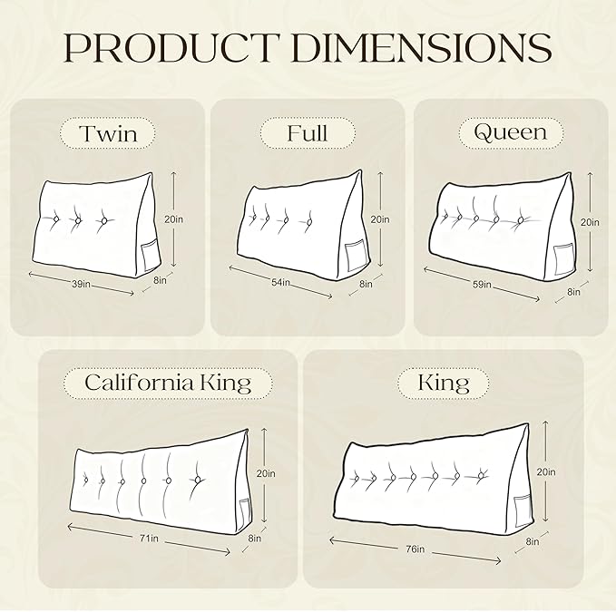 WOWMAX 100% Cotton Corduroy Headboard Pillow – Twin Size Back Support Reading Wedge for Bed & Daybed, Plush Handmade Bolster Cushion with Removable Cover, Cozy Bed Rest Pillow, Red