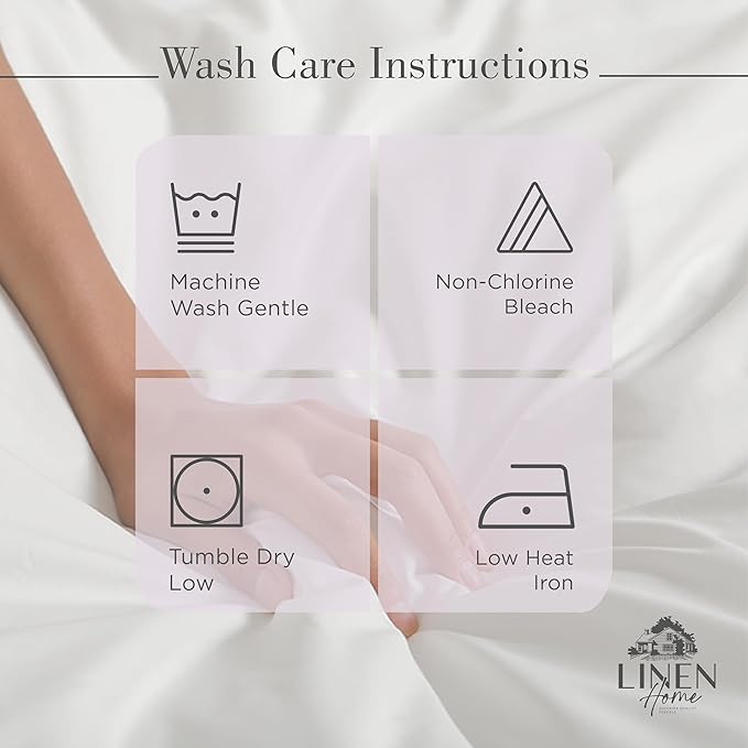 Linen Home 100% Cotton Percale Sheets California King Size, Iris Lilac, Deep Pocket, 4 Pieces Set - 1 Flat, 1 Deep Pocket Fitted Sheet and 2 Pillowcases, Crisp Cool and Strong Bed Linen