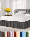 Wrap Around Dust Ruffle Bed Skirt - Charcoal - for Full Size Beds w/ 15 Inch Drop - Easy Fit Elastic Strap - Adjustable Pleated Bedskirt w/Brushed Fabric - Wrinkle Free - for Women, Men, Kids & Teens