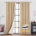RYB HOME Soundproof & Dust Particle Filtering Curtains Thick Panel Draft Block Window Treatment Totally Room Darkening Drapes for Nursery Daytime Sleeping, Biscotti Beige, W52 x L95 inch, 2 Panel