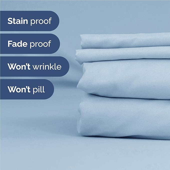 Full 6 Piece Sheet Set - Cooling, Comfy & Breathable - Hotel Luxury Bedding, Includes Fitted Sheet for Women, Men, Kids and Teens - 1 Flat, 1 Fitted Sheet, 4 Pillowcases with Deep Pockets - Sky Blue