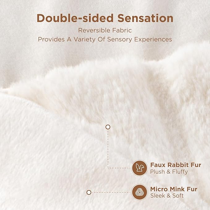 Sophia & William Throw Blanket for Couch Sofa(60x80 Inches) - Faux Fur Throw Soft Cozy, Gifts for Women, Cream