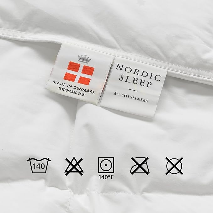 FOSSFLAKES Nordic Sleep, Bed Pillow Hypoallergenic Supportive with Down Alternate, Breathable and Machine Washable, Ideal for Side and Back Sleepers (White Medium High, Standard)