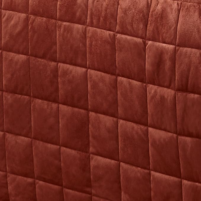 Touch of Class Camden Luxury Bedding | Warm Russet Color | Grande Fitted Bedspread | Faux Suede Box Quilted Design | Designed 3 Piece Set Includes Cal King Bedspread and 2 King Shams