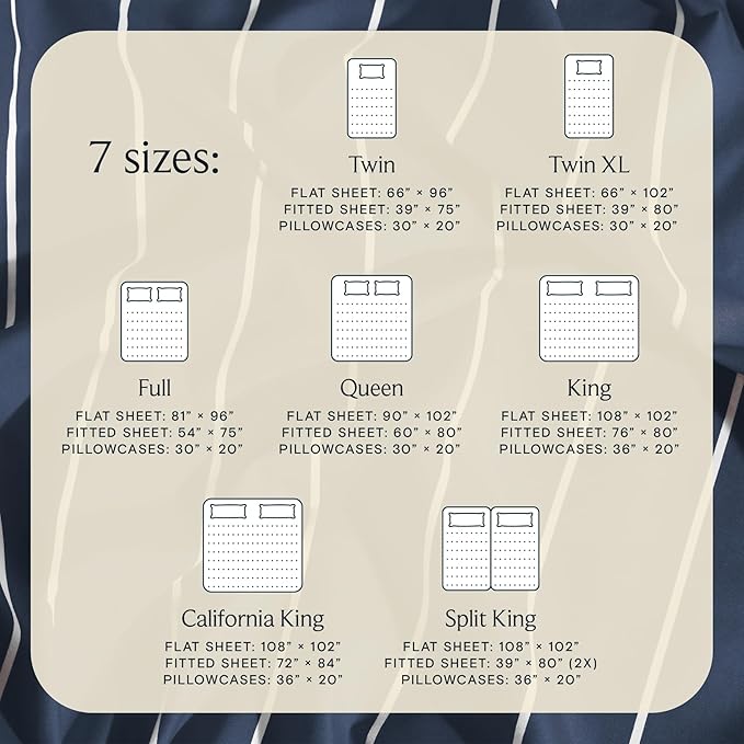 LuxClub 4 PC California King Sheet Set, Deep Pockets Wrinkle Free Cooling Bed Sheets Hotel Bedding for Women, Men, Includes 1 Fitted Sheet, 1 Flat Sheet and 2 Pillowcases-Striped - Navy