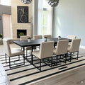 CIMOTA Modern Linen Dining Chair Set of 8, Mid Century Dining Room Chairs Fabric Upholstered Armless Side Chair with Black Sled Base for Dining Room, White Cream 8PCS
