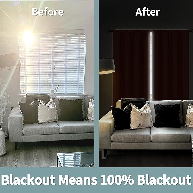 BGment Burnt Orange 100% Blackout Curtains for Bedroom, Fall Full Room Darkening Noise Reducing Living Room Curtains 72 Inch Length, Thermal Insulated Rod Pocket Window Drapes 2 Panels, 42 Inch Wide