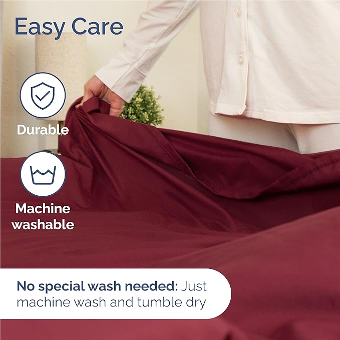 Twin XL 4 Piece Sheet Set - Cooling, Comfy & Breathable - Hotel Luxury Bedding, Includes Fitted Sheet for Women, Men, Kids & Teens - 1 Flat, 1 Fitted Sheet, 2 Pillowcases with Deep Pockets - Burgundy
