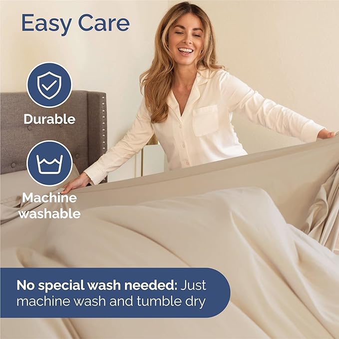 Split King 7 Piece Sheet Set - Cooling & Breathable - Hotel Luxury Bedding - Includes Fitted Sheets for Women, Men, Kids and Teens - 1 Flat, 2 Fitted Sheets, 4 Pillowcases with Deep Pockets - Wheat
