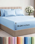 Extra Deep King Sheet Set - 6 Piece Breathable & Cooling Sheets - Hotel Luxury Bed Sheets Set - Easy & Secure Fit - Soft, Wrinkle Free & Comfy Sheets Set - Light Blue Sheet Set with Extra Deep Pockets