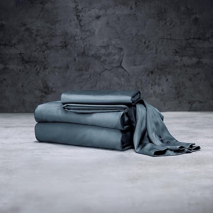 LUXOME Luxury Sheet Set | 100% Rayon (Viscose) from Bamboo | California King - Ocean | Deep Pockets | 4-Piece Set (Fitted, Flat, 2 Pillowcases)