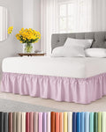Wrap Around Dust Ruffle Bed Skirt - Light Pink - for Full Size Beds with 18 Inch Drop - Elastic Strap - Adjustable Pleated Bedskirt with Brushed Fabric and Wrinkle Free - for Women, Men, Kids & Teens