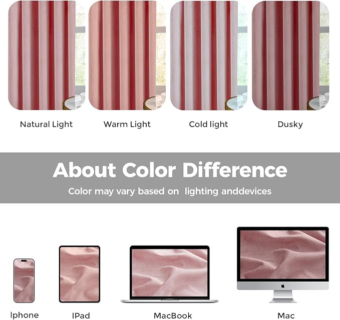 Pinch Pleated 100% Blackout Curtains for Bedroom, Pink Velvet Curtains for Living Room, Black Out Curtain 96 inch Long Room Darkening, Blackout Pinch Pleat Drapes with Hooks 2 Panels