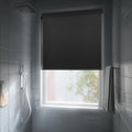 HESTIA No Drill Cordless Blackout Roller Shades Screwless Waterproof Shower Window Blinds, Auto-Retraction Easy Install Blind for Bathroom/Kitchen/Office/Exterior, Black, 21.5" W X 54" H