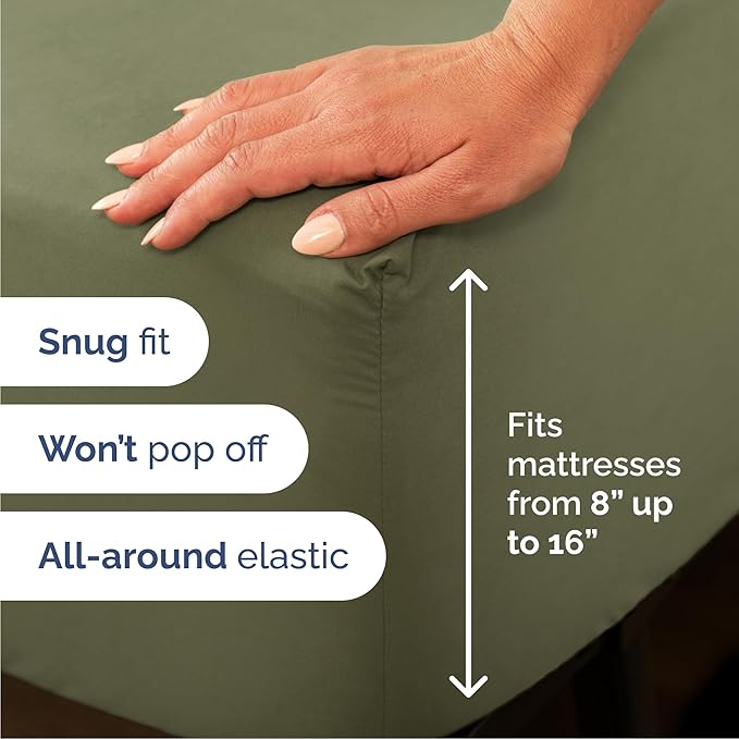 Cal King 6 Piece Sheet Set - Cooling & Breathable - Hotel Luxury Bedding, Includes Fitted Sheet for Women, Men, Kids and Teens - 1 Flat, 1 Fitted Sheet, 4 Pillowcases with Deep Pockets - Sage Green