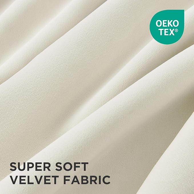 Joydeco White Velvet Curtains 84 Inches 2 Panels, Luxury Thermal Insulated Soft White Curtains for Bedroom & Living Room, Room Darkening Velvet Drapes, Rod Pocket (52W x 84L)