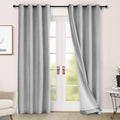 Macochico 100% Blackout Curtains Chenille Curtains for Living Room Thermal Blackout Curtains for Bedroom Hotel Banquet Classic Decor Apricot Grey Curtains with Tieback 72" Wx96 L Grommet 1 Panel