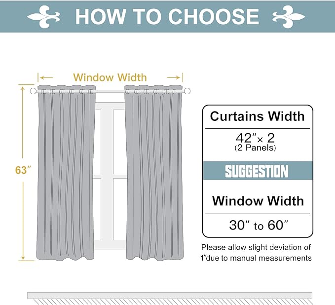 ChrisDowa 100% Blackout Curtains for Bedroom with Black Liner, 2 Thick Layers Total Blackout Thermal Insulated Grommet Window Curtains 63 Inch Length 2 Panels Set (Dark Grey, 42 x 63 Inch)