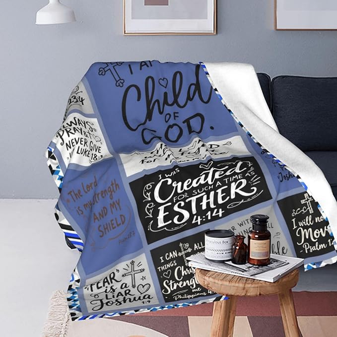 Christian Throw Blanket for Couch, Inspirational Gift for Women, Super Soft Plush Flannel Blanket, 40"x 50" Thoughts and Prayers Blankets for Bedroom Sofa Living Room Decoration