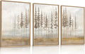 LHIUEM Large Pine Tree Framed Canvas Wall Art Set,Forest Trees Nature Wall Decor,Modern Landscape Artwork, Foggy Forest Painting for Living Room, Bedroom,Office-24 x36 x3