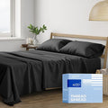 THREAD SPREAD 100% Cotton Sheets King Size - 400 Thread Count King Size Sheets Set (4 PC, Black), 16" Deep Pocket All Around Elastic, Soft, Cooling, Durable & Breathable Sateen Weave Bed Sheet Set