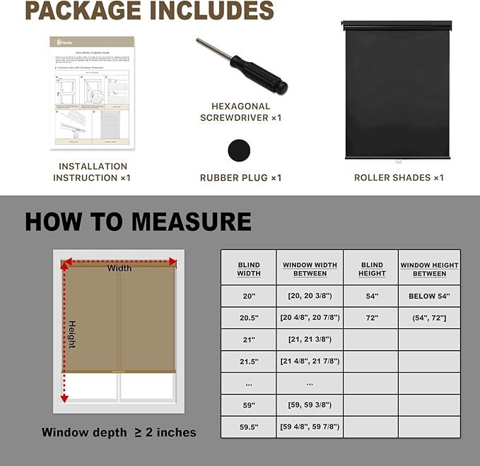 HESTIA No Drill Cordless Blackout Roller Shades Screwless Waterproof Shower Window Blinds, Auto-Retraction Easy Install Blind for Bathroom/Kitchen/Office/Exterior, Black, 34.5" W x 54" H