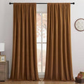 Joydeco Golden Brown 100% Blackout Curtains 108 Inch 2 Panels, Luxury Thermal Brown Velvet Curtains for Bedroom Living Room, Soundproof Blackout Window Drapes, Rod Pocket & Back Tab (52W x 108L)