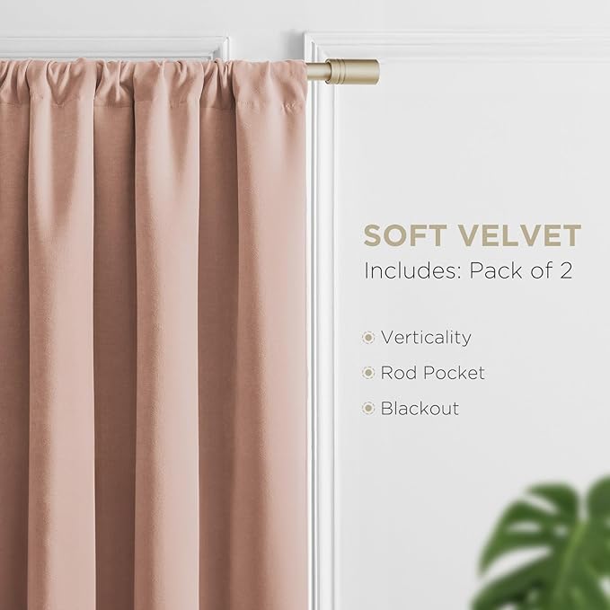 Joydeco Candy Pink Velvet Curtains 96 Inches 2 Panels, Luxury Thermal Insulated Soft Pink Curtains for Bedroom & Living Room, Room Darkening Velvet Drapes, Rod Pocket (52W x 96L)