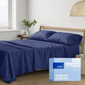 THREAD SPREAD California King Sheet Sets - 400 Thread Count 100% Cotton Sheets, 4 PC Cal King Sheets Set, California King Cooling Sheets, Soft Breathable Bed Sheets, 16" Deep Pocket Sheets (Navy Blue)